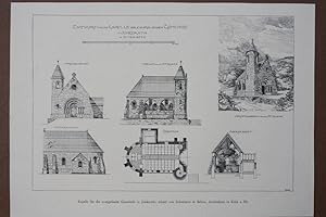 Entwurf für die Kapelle der evangelischen Gemeinde in Jünkerath, Holzstich um 1890 mit sechs Einz...