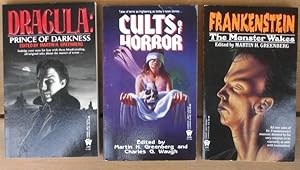 Seller image for Martin H. Greenberg grouping: 1st book - Cults of Horror; 2nd book - Dracula: Prince of Darkness; 3rd book - Frankenstein: The Monster Wakes; -(three Horror Anthologies from DAW)- for sale by Nessa Books