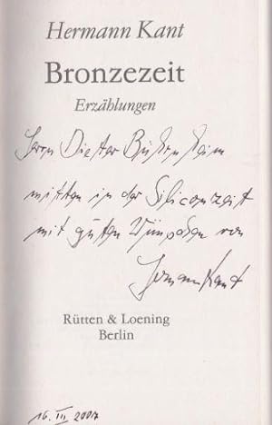 Bild des Verkufers fr Bronzezeit- signiert, Widmungsexemplar Erzhlungen. zum Verkauf von Bhrnheims Literatursalon GmbH