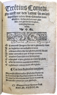 Comedi[en.] Nu eerst uut den Latine, in onser duytscher talen, door Cornelis van Ghistele, rethor...