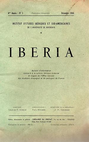 Bild des Verkufers fr iberia,bulletin d information consacre a la culture iberique moderne zum Verkauf von JP Livres