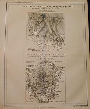 Two 1864 Maps of Mount Kilimanjaro and Mount Etna