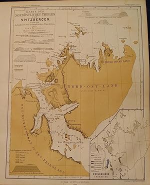 1864 Map of the Northeastern Part of Spitsbergen, Based on Accounts of the Swedish Expedition of ...