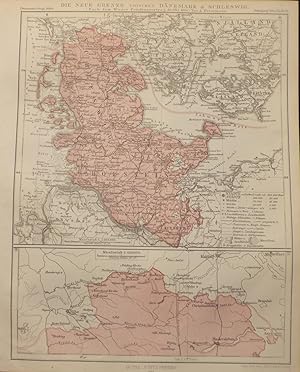 1864 Map of the New Border Between Denmark and Schleswig (After the Vienna Peace Treaty of Octobe...