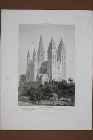 Dom zu Limburg an der Lahn, Georgsdom, Stahlstich um 1860 von J. Poppel, Blattgröße: 34 x 26,3 cm...