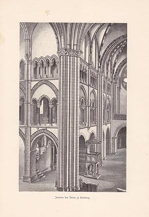 Inneres des Doms zu Linburg an der Lahn, Georgsdom, Holzstich um 1880, Blattgröße: 27,5 x 17,8 cm...