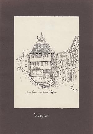 Am Eisenmarkt in Wetzlar, Tuschezeichnung um 1913 signiert und datiert, Blattgröße: 29 x 20,5 cm,...