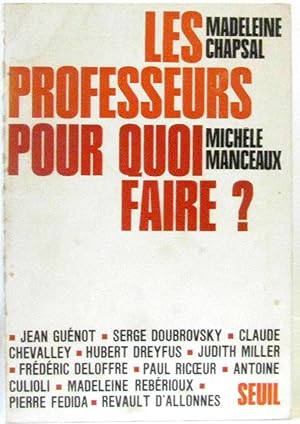 Image du vendeur pour Professeurs pour quoi faire mis en vente par crealivres