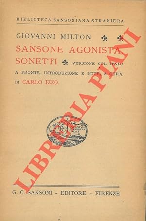 Bild des Verkufers fr Sansone agonista, sonetti. zum Verkauf von Libreria Piani