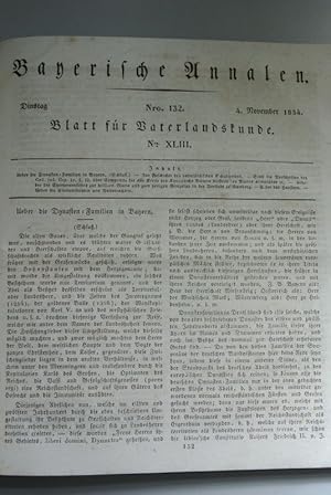 Bild des Verkufers fr Bayerische Annalen, Nr. 132. - Blatt fr Vaterlandskunde, Nr. XLIII. - 4. Nov. 1834. Inhalt (u.a.): Zur Geschichte des vaterlndischen Schulwesens. zum Verkauf von Antiquariat Bookfarm