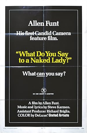 Bild des Verkufers fr What Do You Say to a Naked Lady (Original poster for the 1970 film) zum Verkauf von Royal Books, Inc., ABAA