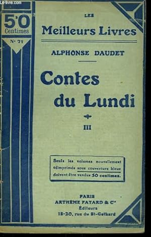 Image du vendeur pour CONTES DU LUNDI. TOME 2. COLLECTION : LES MEILLEURS LIVRES N 70. mis en vente par Le-Livre