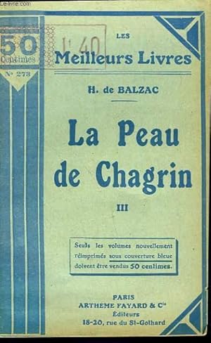 Immagine del venditore per LA PEAU DE CHAGRIN - TOME 3 venduto da Le-Livre