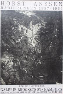 Horst Janssen, Galerie Brockstedt Radierungen 1957-1969. Plakat signiert.