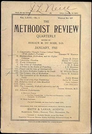 Bild des Verkufers fr The Methodist Review Quaterly, January, 1918, Vol. LXVII.-No. 1, Whole No. 237 zum Verkauf von Antikvariat Valentinska