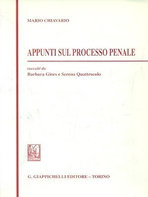 Bild des Verkufers fr Appunti sul processo penale zum Verkauf von Librodifaccia