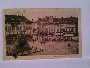 Bild des Verkufers fr AK Karlsruhe, Marktplatz gegen die Kaiserstrasse, Feldpostkarte, Panorama. zum Verkauf von ABC Versand e.K.