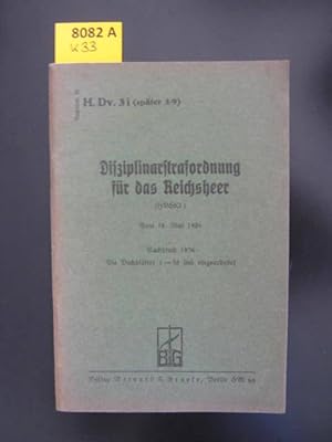 Disziplinarstrafordnung für das Reichsheer. (HDStO.) Vom 18. Mai 1926.