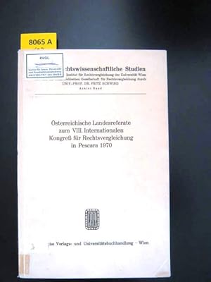 Seller image for sterreichische Landesreferate zum VIII. Internationalen Kongress fr Rechtsvergleichung in Pescara 1970. for sale by Augusta-Antiquariat GbR