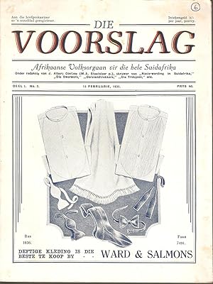 Seller image for Die Voorslag - Afrikaanse Volksorgaan vir die hele Suidafrika Deel 1 Nr 2 15 Februarie 1932 for sale by Snookerybooks