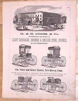 Seller image for G. &. D. Cook & Co. Manufacturers and Dealers in Light Carriages, Harness & English Steel Springs (Broadsheet advertisement) for sale by Carydale Books