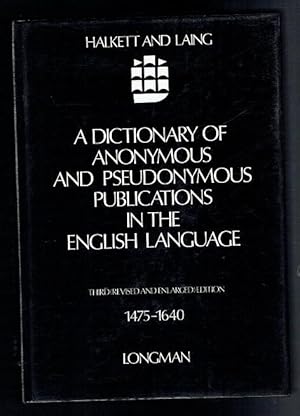 Imagen del vendedor de A Dictionary Of Anonymous And Pseudonymous Publications In The English Language a la venta por Sonnets And Symphonies