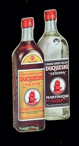 Die-cut Advertising Pamphlet in the Shape of Duquesne Rum Bottle Featuring Selected Drink Recipes