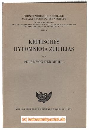 Imagen del vendedor de Kritisches Hypomnema zur Ilias. a la venta por Heinrich Heine Antiquariat oHG