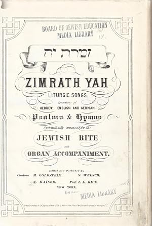 Image du vendeur pour ZIMRATH YAH VOL. 1 SABBATH SERVICE mis en vente par Dan Wyman Books, LLC