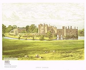 Leeds Castle. Ansicht von Wasserschloss Leeds bei Maidstone, Kent. Charles Wykeham-Martin. Chromo...