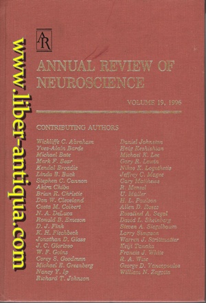 Bild des Verkufers fr Annual Review of Neuroscience - Volume 19, 1996 zum Verkauf von Antiquariat Liber Antiqua