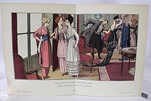 Bild des Verkufers fr On aurait pu nous inviter aussi. Robes d'aprs-midi et robe du soir de Doucet (pl.61, La Gazette du Bon ton, 1914 n6) zum Verkauf von Librairie Le Feu Follet