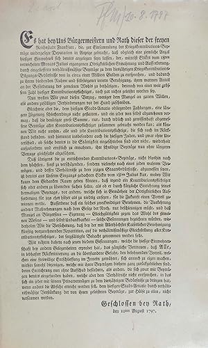 Bild des Verkufers fr (Erinnerung an die Brger der Stadt Frankfurt dem Aufruf vom 18. Juli 1787 Folge zu leisten und Beitrge zu den Reparationszahlungen an die Franzosen zu machen). zum Verkauf von Antiquariat Tresor am Roemer