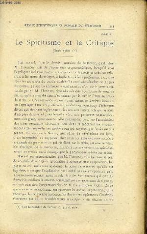 Seller image for REVUE SCIENTIFIQUE ET MORALE DU SPIRITISME 15e ANNEE N9 - Le Spiritisme et la critique Gabriel DelanneCommentaires sur Csar Lombroso . Paul Nord.Les Apparitions matrialises des vivants etdes morts . Dr Dusart.L Inexpliqu . SVERINE for sale by Le-Livre