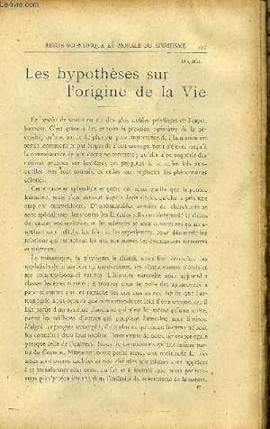 Seller image for REVUE SCIENTIFIQUE ET MORALE DU SPIRITISME 15e ANNEE N10 - Les hypothses sur l'origine dela vie. Gabriel DelanneL mdimnit musicale de Georges Aubert. G. AUBERT.La Controverse sur la Mdimnit de Lucia Sordi. Dr Dusart. for sale by Le-Livre