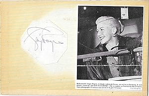 Bild des Verkufers fr [ Ginger Rogers, Hollywood star. ] Autograph Signature. zum Verkauf von Richard M. Ford Ltd