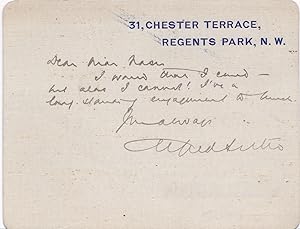 AUTOGRAPH NOTE SIGNED BY ENGLISH PLAYWRIGHT ALFRED SUTRO.