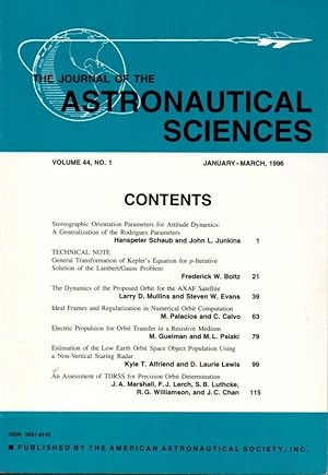Image du vendeur pour The Journal of the Astronautical Sciences Volume 44, No. 1 January-March 1996 mis en vente par Clausen Books, RMABA