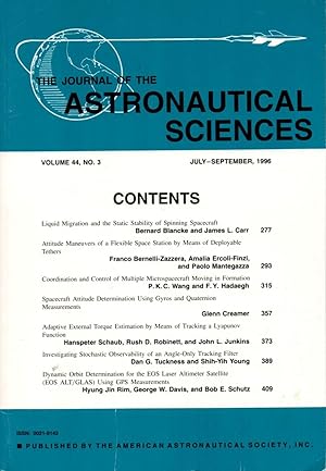 Seller image for The Journal of the Astronautical Sciences Volume 44, No. 3 July-September, 1996 for sale by Clausen Books, RMABA