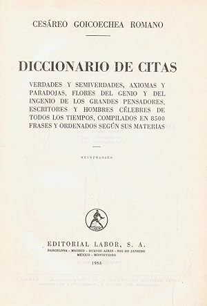Bild des Verkufers fr DICCIONARIO DE CITAS zum Verkauf von Librera Torren de Rueda