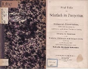 Image du vendeur pour Fnf Flle von Scharlach im Puerperium. Inaugural-Dissertation. mis en vente par Antiquariat Heinz Tessin