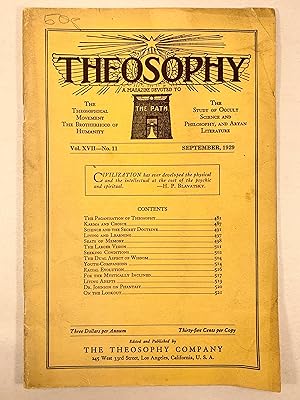 Theosophy A Magazine Devoted to the Path Vol XVll No. 11 September 1929