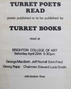 Image du vendeur pour Turret Poets Read at Brighton College of Art. mis en vente par Wittenborn Art Books