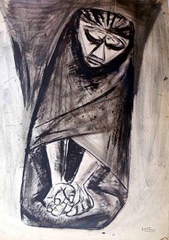 Woman in a Shawl clasping her Hands. Mujer en un mantón juntando las manos