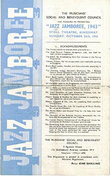 Jazz Jamboree, 1943. Stoll Theatre, Kingsway. Sunday October 24th, 1943.