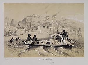 "Rio de Janeiro (Louis van Houtte in Brasilien)" originale Kreide-Lithographie über Tonplatte/cha...