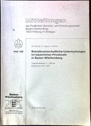 Bild des Verkufers fr Betriebswirtschaftliche Untersuchungen im buerlichen Privatwald in Baden-Wrttemberg Mitteilungen der Forstlichen Versuchs- und Forschungsanstalt Baden-Wrttemberg, Heft 168 zum Verkauf von books4less (Versandantiquariat Petra Gros GmbH & Co. KG)