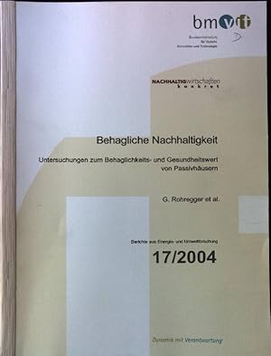 Bild des Verkufers fr Behagliche Nachhaltigkeit: Untersuchungen zum Behaglichkeits- und Gesundheitswert von Passivhusern Berichte aus Energie- und Umweltforschung 17/2004 zum Verkauf von books4less (Versandantiquariat Petra Gros GmbH & Co. KG)