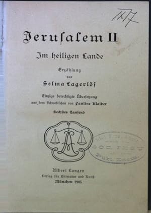 Bild des Verkufers fr Jerusalem II: Im heiligen Land - Erzhlung. zum Verkauf von books4less (Versandantiquariat Petra Gros GmbH & Co. KG)
