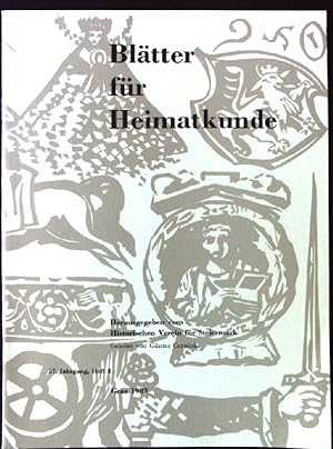 Seller image for Eine "Biedermeier"-Reise durch Innersterreich; in: 57. Jahrgang, Heft 3; Die Bltter fr Heimatkunde for sale by books4less (Versandantiquariat Petra Gros GmbH & Co. KG)